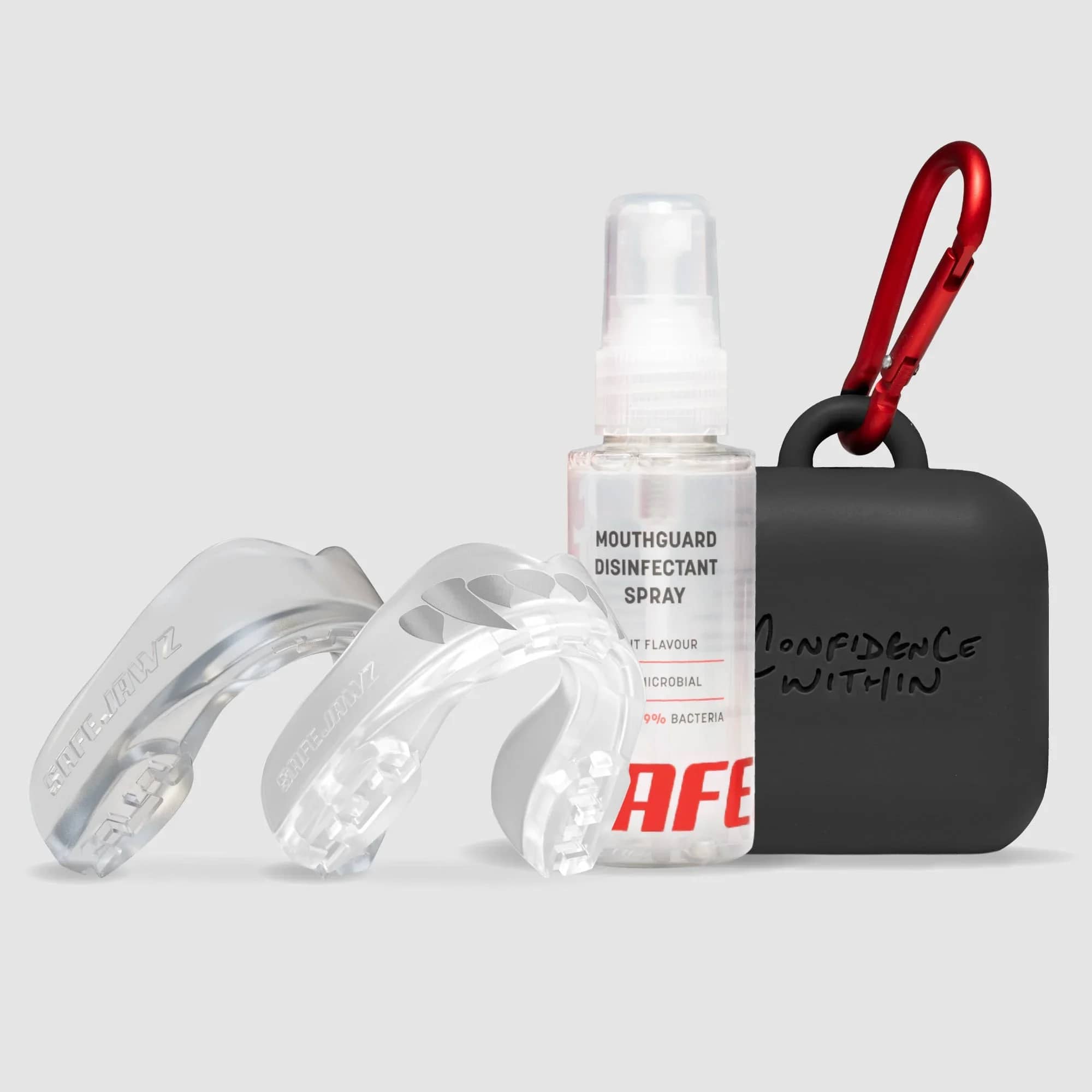 SafeJawz Extro Series Premium-pakke · Clear Fangz – originalt produktbilde fra SafeJawz