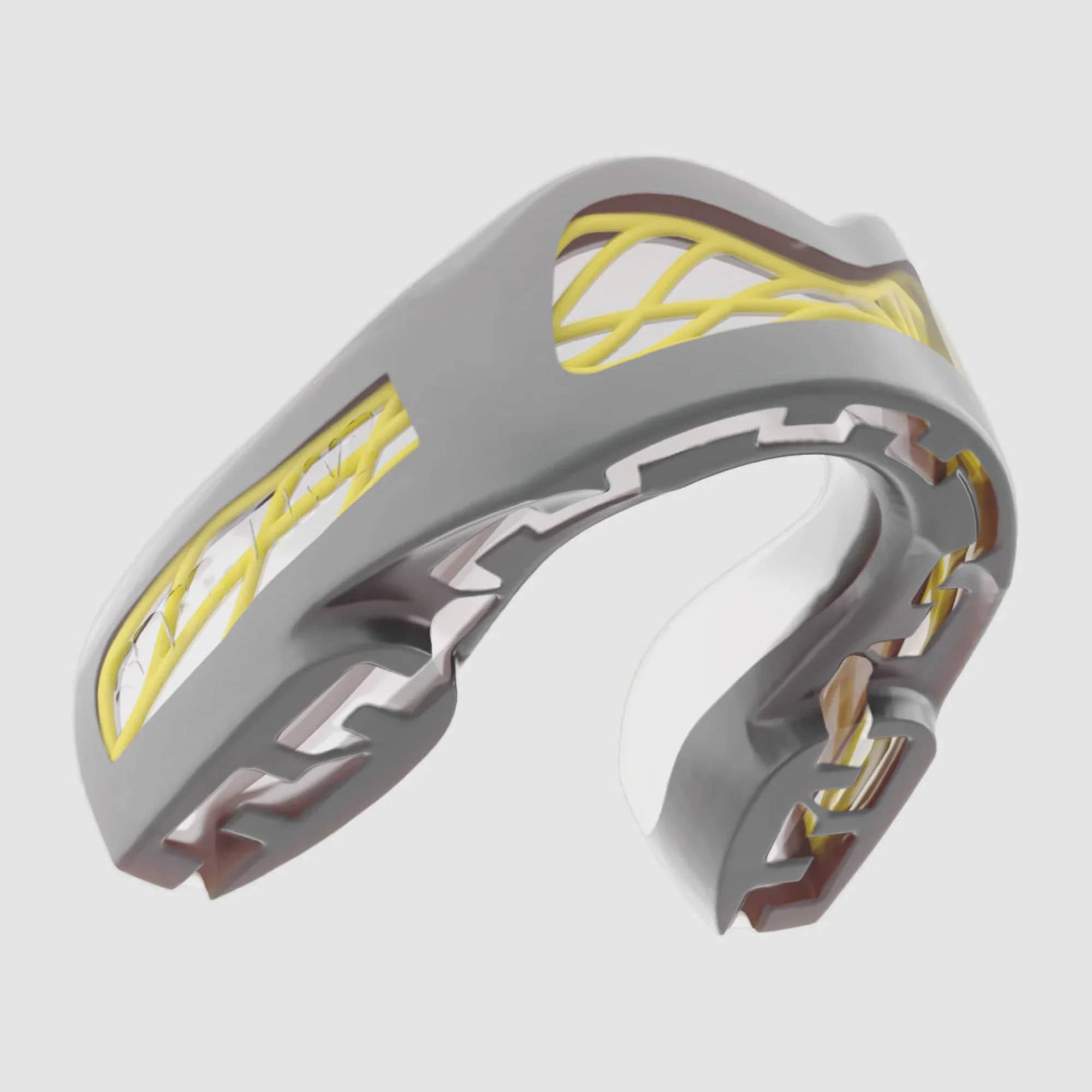 SafeJawz Nitro tannbeskytter · Grey and Yellow · Adult – originalt produktbilde fra SafeJawz