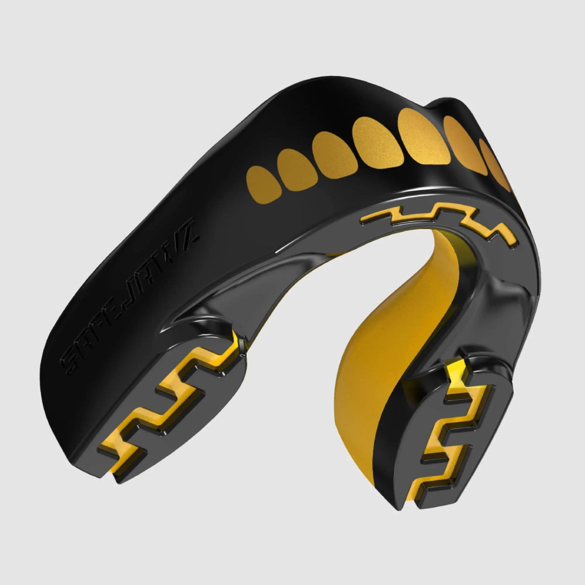 SafeJawz 'Goldie' tannbeskytter · Extro SEries · Black & Gold – originalt produktbilde fra SafeJawz