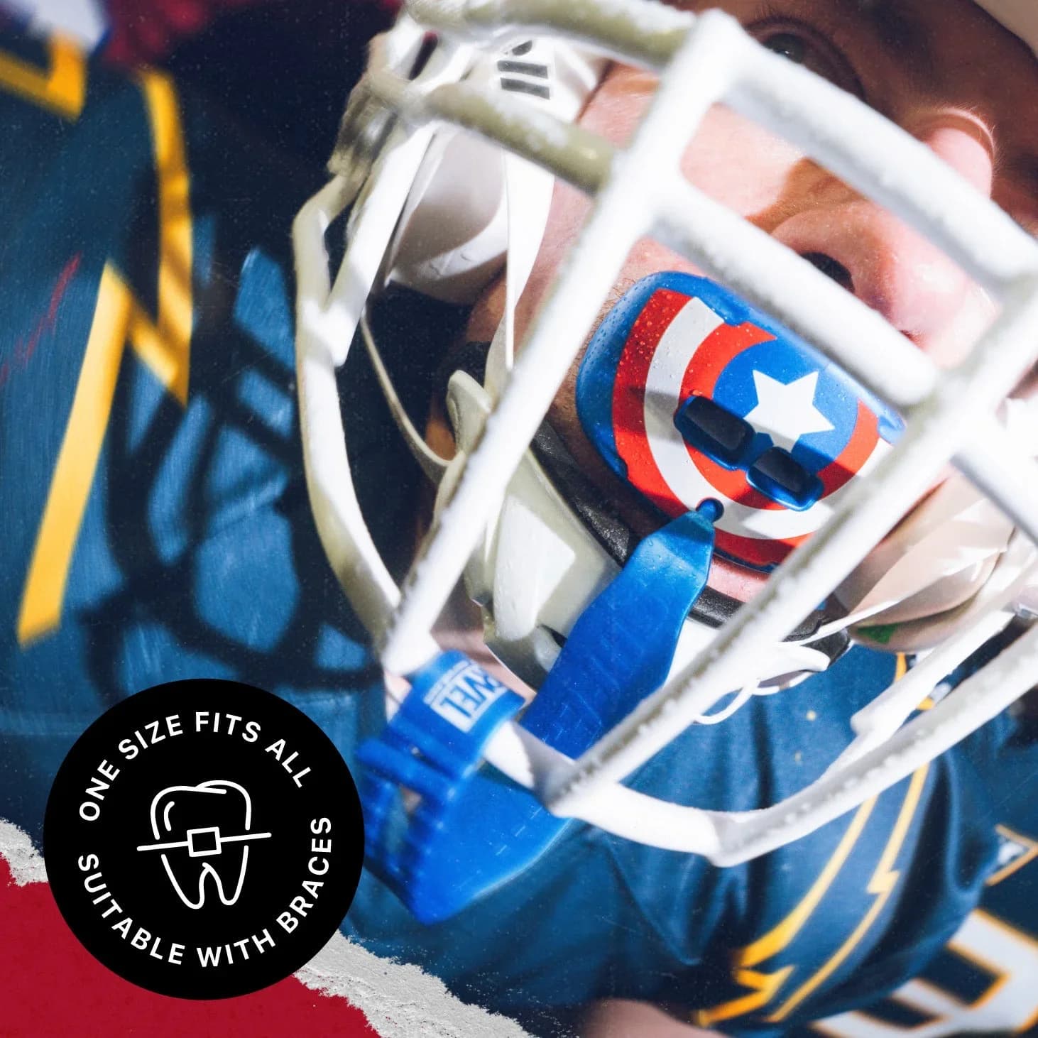 SafeJawz Marvel leppebeskytter Captain America tannbeskytter – alternativt bilde fra SafeJawz